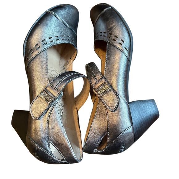Taos Stunner US 9 UK 40 Pewter Leather Mary Jane Comfy Casual Small Heel - Picture 6 of 10